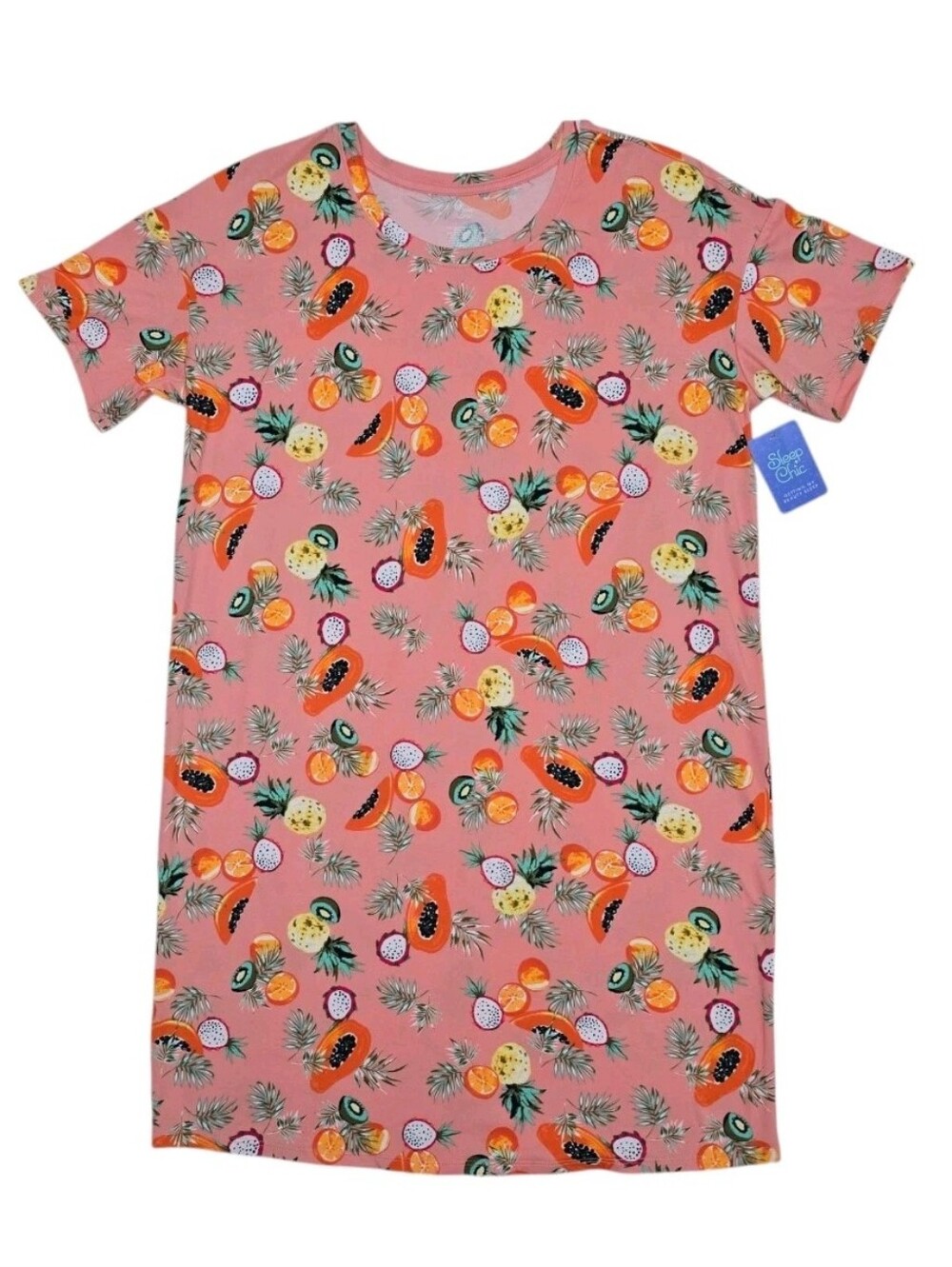 NWT Sleep Chic Pajama Dress Nightgown XS Sleepshirt Pineapple Fruit Cascade PJ's